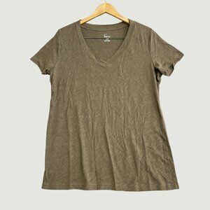 Felina Women's XL Brown Gray V-Neck Short Sleeve T-Shirt  n1123